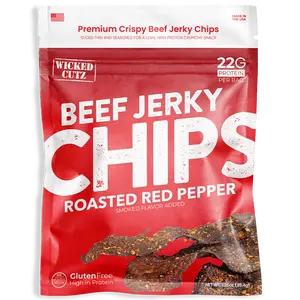 Wicked Cutz Roasted Red Pepper Jerky Chip - High Protein, Spicy