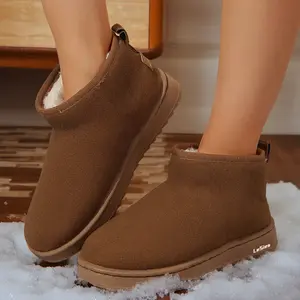 Women's Platform Elegant Short Boots Mid Calf Slip On Chunky Ankle Snow Booties Lined Snow Boots Shoes for Women