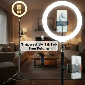 10" Dimmable Ring Light with 63in /1.6m Telescopic Tripod, 360° Rotating Phone Clamp , 3 Brightness Levels, Perfect for TikTok Live, YouTube Vlogs, Portrait Photography #ring light glow#ring light with tripod #video lighting #Mother's Day Gift