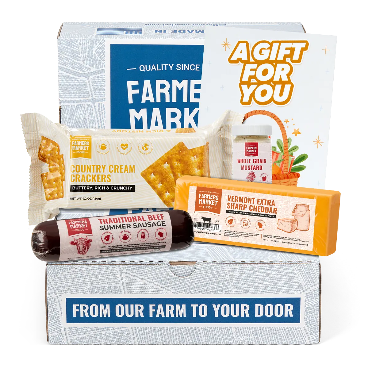 Farmers Market Foods Charcuterie Snack Gift Basket - Keto, Paleo, Low Sodium, Low Sugar Traditional Flavorful Meat and Cheese Set, Father's Day Gifting Option