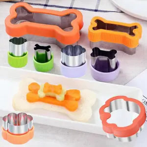 8 Pcs Cookie Cutter Stainless Steel Dog Cookie Cutter Cookie Cutter Dog Bone and Dog Paw Print Cookie Cutter Homemade Cookies Kitchen Baking Tools for Cakes and Cookies in Different Sizes Bakeware Mold Set Utensils