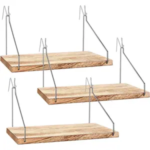 Fabric Wall Cubicle Shelf with Hooks  Work Decor, 11.8' Wooden Cubicle Organizer Storage Shelf with Hangers Cubicle Accessories  Women Men Desk, 3 Pack