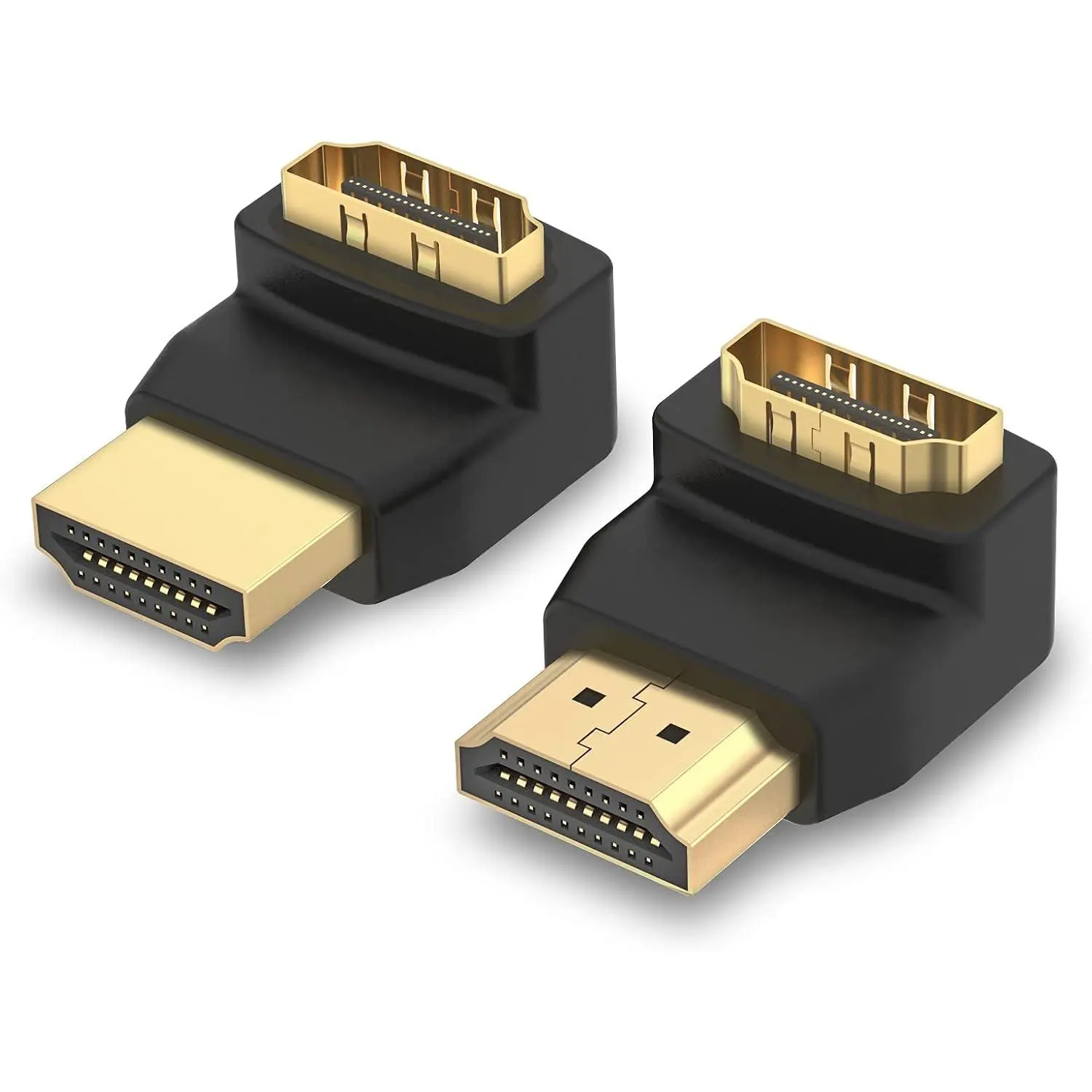 HDMI 90 and 270 Degree Adapter 2-Pack, Right Angle HDMI Male to Female L Adapter Connector 3D&4K Supported