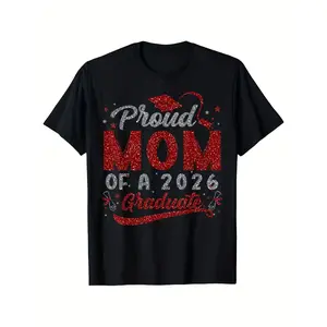 Men's Retro Graduation T-Shirt Suitable for 2026 Gift - Diploma & Certificate with Diploma Holder Motif, Comfortable Round Neck Short Sleeve Shirt for Proud Parents, Year-Round Wear for Graduation  Crewneck Tshirt