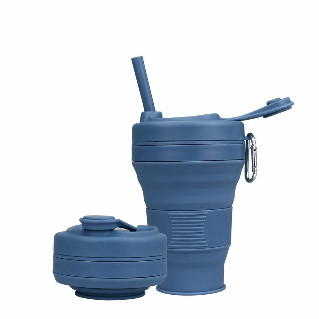 20oz Collapsible Cup with Lid Portable Collapsible Coffee Cup BPA-Free Collapsible Cups for Traveling Camping Hiking Picnic
