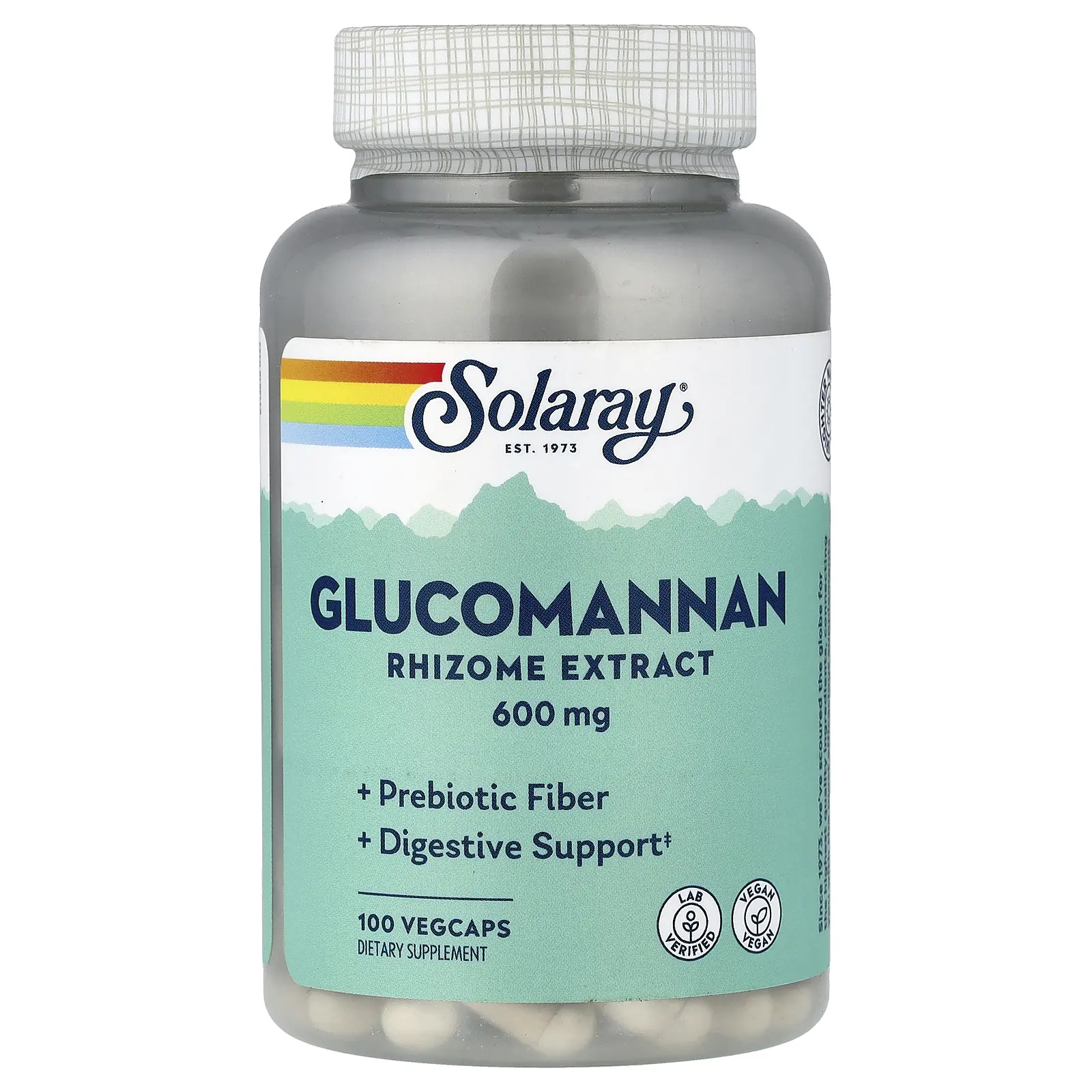 Solaray Glucomannan, Rhizome Extract, 600 mg, 100 VegCaps Solaray Glucomannan, Rhizome Extract, 600 mg, 100 VegCaps