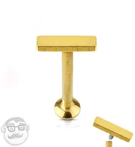 16G PVD Gold Small Bar Internally Threaded Flat Back Steel Post
