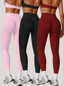 Women's High-Waisted Seamless Yoga Pants, Fall & Winter Sports Training Leggings, Tight-Fit Nylon Fabric, Perfect for Workout & Daily Wear, Activewear Womenswear