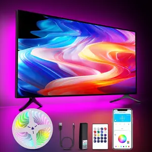 LED Lights for TV, 15FT Led Backlight for 45-65 inch TVs,  RGB LED Lights Behind Television with Remote, USB , Color Changing, Music Sync, for Gaming Room,Desk,Under Table
