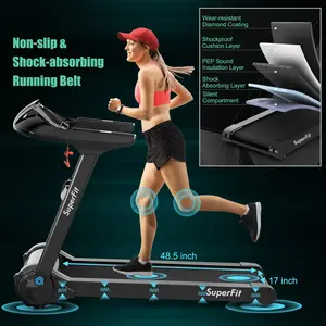 COSTWAY Folding Treadmill - 2.25HP Quiet Operation, 8-Stage Shock Absorption for Home Fitness & Outdoor Workout Prep