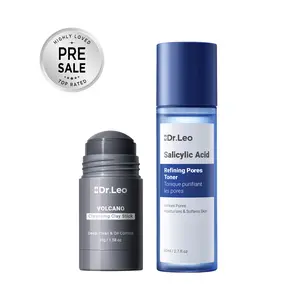 Dr.Leo Dr.Leo Acne Control Set | Clay Mask Stick + Salicylic Acid Toner | Clear Pores, Blackheads, Oily & Acne-prone Skin Routine #Summervibes,summerwins