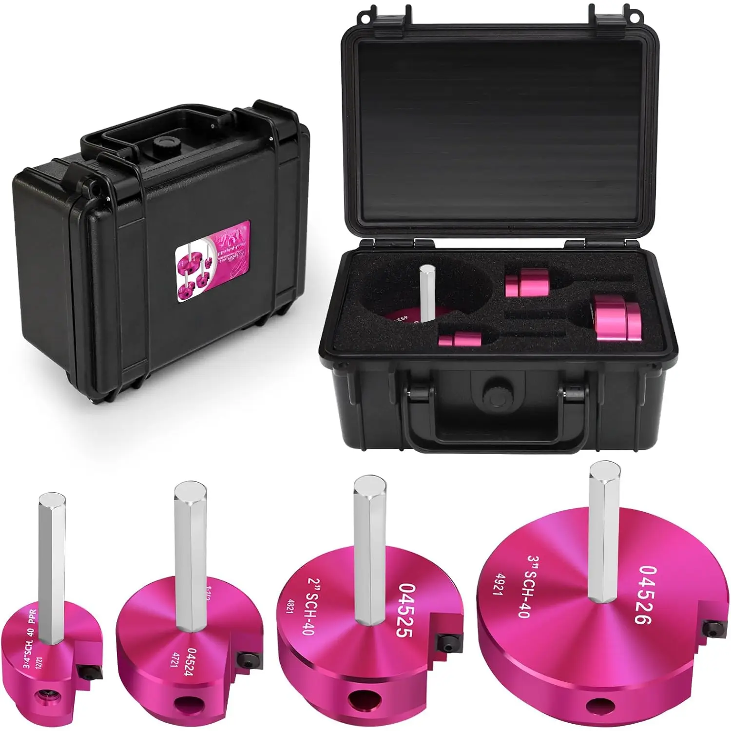 PVC Pipe Reamer Kit,PVC Fitting Saver Hub Socket Saver for Plumbing,Include 3/4", 1.5", 2", 3" Reamers,4- Plastic Pipe Reamer Tool Kit for Sch.40 CPVC ABS Fittings,Fit Standard 1/2" Drills