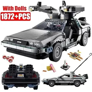 2026 New Movie Original 1872PCS Back to the Future Delorin DMC-12 Time Shuttle Machine Gull Wing Door Sports Car Model Kit, compatible with 10300 99998 T0300 63006 Children's DIY Handicraft STEAM Toys Birthday Gift, Building Blocks Model