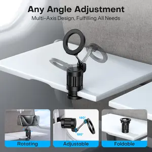 OMOTON Guitar Phone Stand, 360°Rotating Magnetic Airplane Phone Holder，for Magsafe Airplane Travel Essentials Accessories, Adjustable Foldable Universal Handsfree Phone Stand for iPhone 17 16 15 Pro Max Air. [Spring glow up]