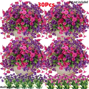 30 Bunches of Vibrant Artificial Flowers, Bright Multicolored Blooms, UV-Resitant & Fade-Resistant, Indoor Plants Decor, Indoor/outdoor Decor, Home Garden, Party, Ornaments