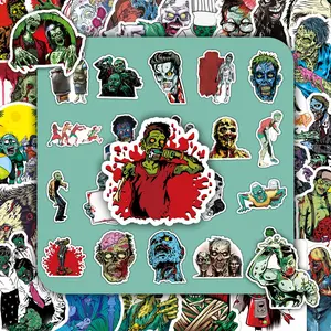 Zombie Pattern Sticker, 51pcs/set Creative Zombie Themed Decorative Sticker, DIY Decals for Water Bottle, Laptop, Phone Case, Scrapbooking, Journal Making, Accessories