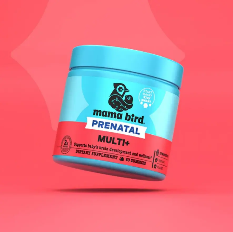 Mama Bird Prenatal Gummies Multi+ - Methylated Vitamins for Baby's Brain Development - No Artificial Flavors or High-Fructose Corn Syrup - Daily Pregnancy Support Supplement