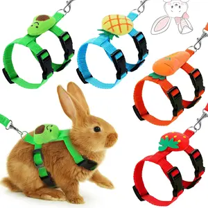 4Pack Rabbit Vest Traction Rope Small Pet Harness Adjustable Rabbit Harness and Belt, Small Pet Vest Harness Belt Trail Decorative Traction Rope Toys Suitable for Walking