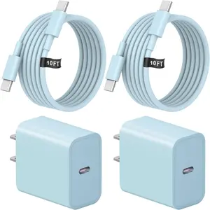 10 Ft  16 15 Charger Fast  USB C Charger Block Type C Chagrer Fast  2-Pack for  16/16 Plus/16 Pro/16 Pro Max/ 15/15 Pro Max/(Blue)