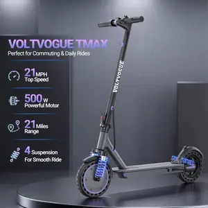 【AOVOPRO-VOLTVOGUE 】| 500W Powerful Motor | Dual Brakes & Dual Suspension | 21MPH Speed + 21 Miles Range | App Control | 10" Puncture-Proof Tires