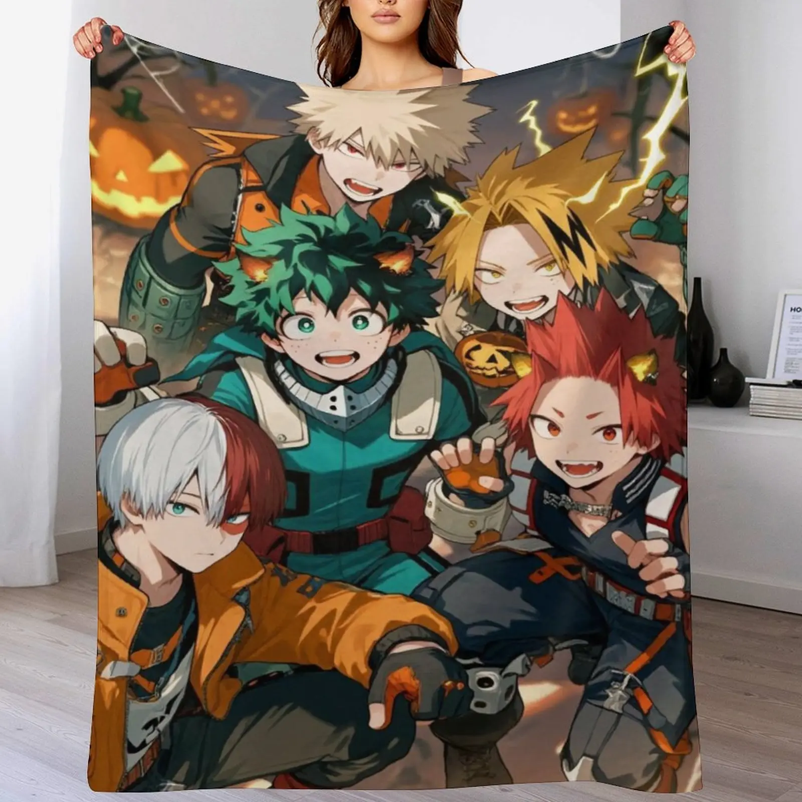 My Hero Academia Throw Blanket Deku Bakugo Todoroki Anime Flannel Blanket Soft Cozy Blanket for Bedroom Couch Sofa All Season Decorative Blanket