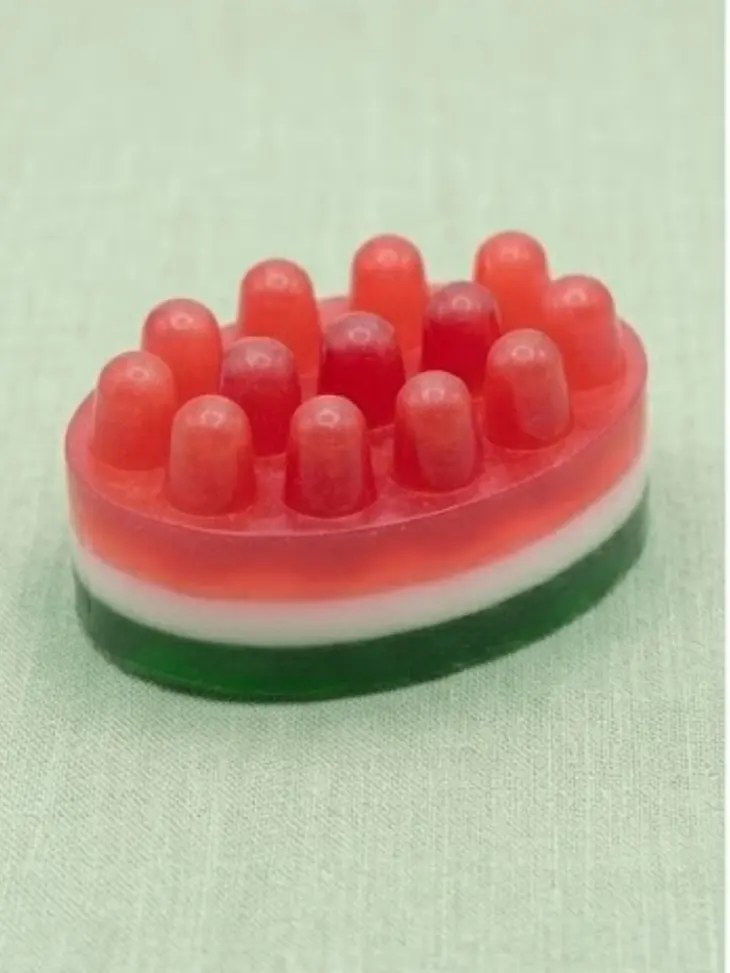 Watermelon Tourmaline Crystal Soap Bar - Layered Fruit Massage Soap with Internal Crystal, Watermelon Patches,  For Bath & Body Hygiene Care
