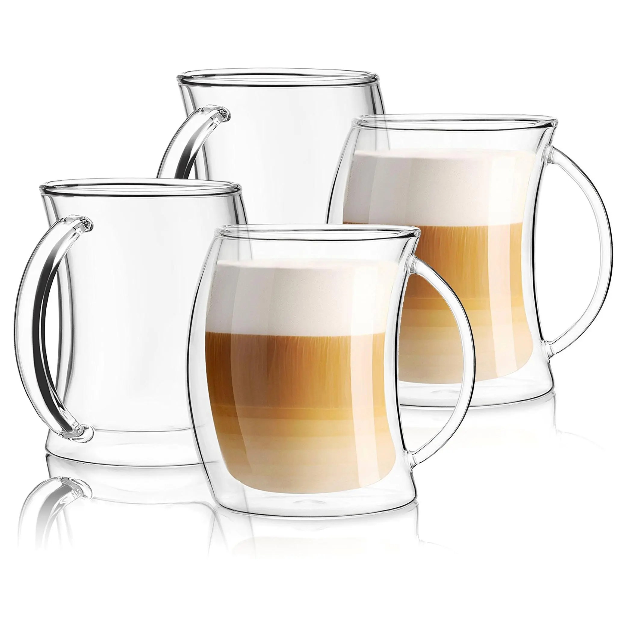 JoyJolt Set of (4) 13-oz Caleo Double-Wall Latte Glasses JoyJolt Set of (4) 13-oz Caleo Double-Wall Latte Glasses