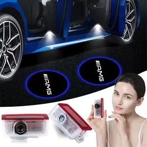 2pcs LED Car Door Logo Welcome Lights High Definition Ghost Image Projection Lamp for Mercedes Benz Amg a B C E S Class