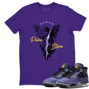 Unisex T-shirt To Match Sneakers Jordan 4 Purple and Gold Sportswear - Divine Storm. 100% Cotton for Casual Wear. Comfortable Summer Unisex T-Shirt to match Jordan Sneaker. Streetwear Style. urban outfitters Los Angeles Basketball Style