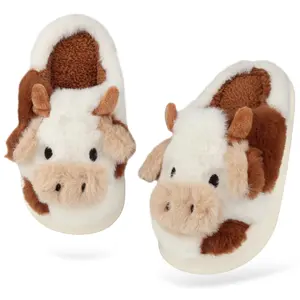 Cow Slippers Cute Cartoon Anti-slip House Kids Toddler Slippers Warm Plush Slippers for Indoor Outdoor
