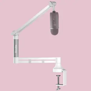 Boom Arm, 360° Rotatable Profile Microphone Stand, 4-Use Foldable Mic Arm ,with 3/8'' to 5/8'' Screw Adapter for Blue Yeti Wireless Lavalier Radio microphone Aluminum Durable
