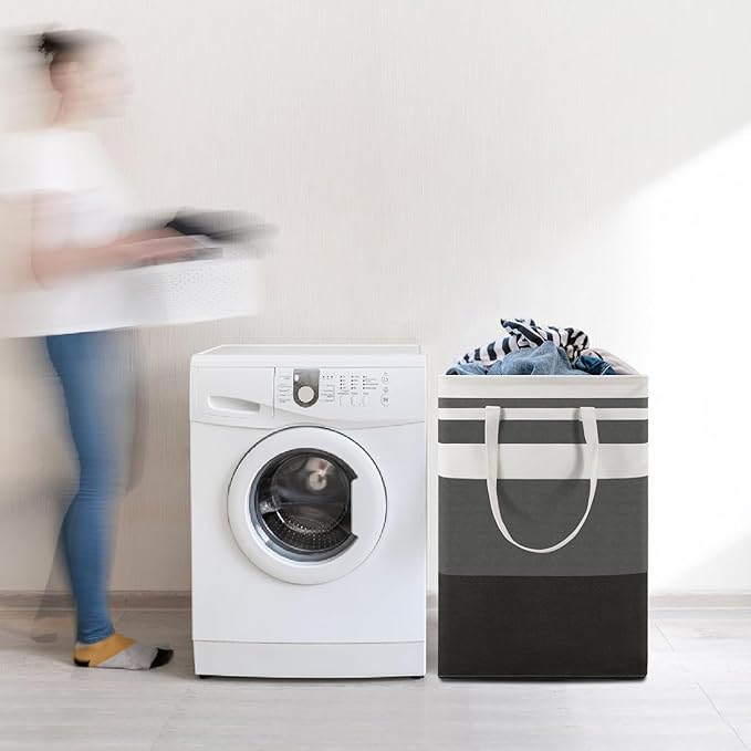 Laundry Basket Clothes Hamper Collapsible Laundry Basket with Handle Large Cotton Freestanding Clothes Hamper Storage Basket for Bedroom Laundry Hamper Dorm(100L)