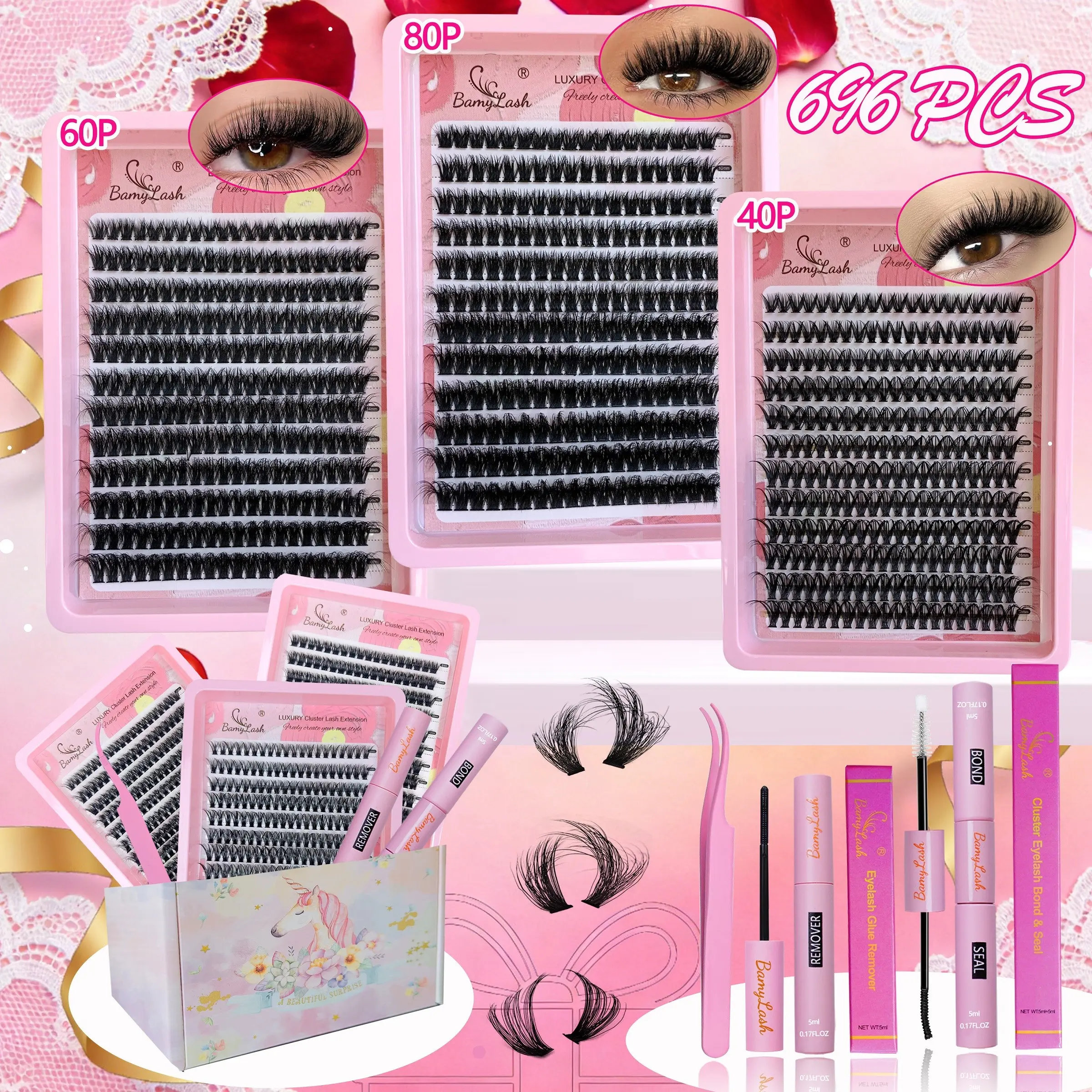 720Pcs DIY Eyelash Extension Kits (8-18mm),D-Roll Eyelash Extension Kit With Adhesive And Seal,As Well As Eyelash Applicator Tool,For Daily Use,Gatherings,Travel,Or Gift For Family or Friends.Eyelash Kits, Eyelash Clusters,Eyelash Glue,Colle Antique Style