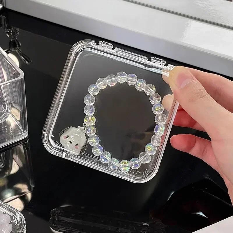 2Pcs Square Nail Storage Box Portable Acrylic Transparent Container Jewelry Earring Rings Bracelet Badge Nail Packaging Case