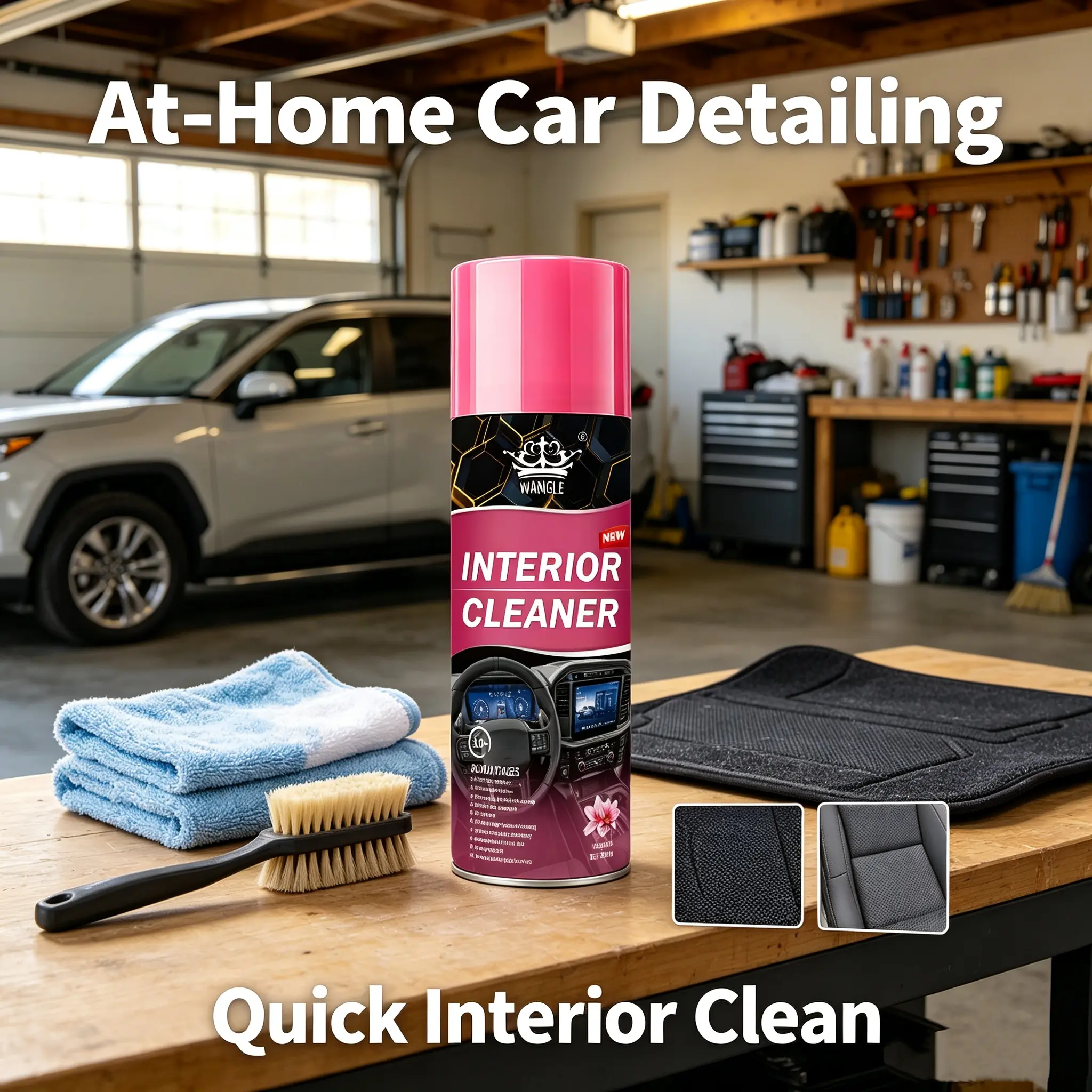 Car Interior Detailer Spray - UV Protectant, Non-Greasy Surface Cleaner for Vinyl, Rubber & Leather - Plastic Restorer for Door Panels, Steering Wheels - 1-in-1 Car Interior Cleaning Solution Interior Detailing Products Car Detailing Chemicals