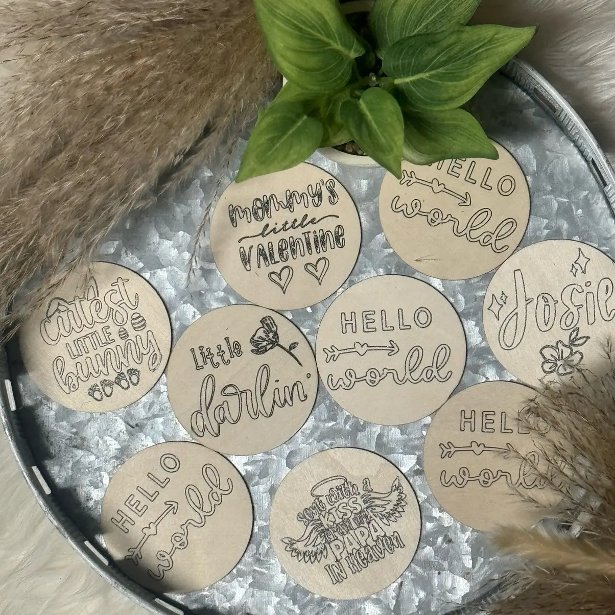 3” Wooden Custom Name/Sayings Milestone Circle Magnet