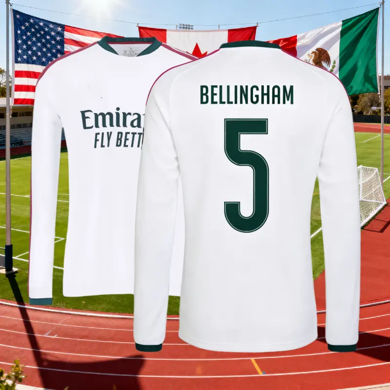 2627 White Bellingham #5 Home Long-Sleeve Soccer Jersey