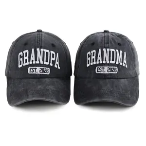 Grandpa and Grandma Est 2026 Hats for Men Women, New Grandparents Birthday Gifts for Baby Announcement, First Time Grandpa Grandma Baseball Cap