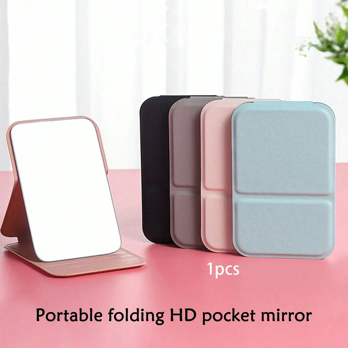 Portable Foldable Makeup Mirror, PU Leather Compact Mirror, Easy to Store, Travel Essential and Cosmetic Accessory, Ideal Gift for Birthday, Graduation, Halloween and Christmas, Portable Folding Mirror, Portable Mirrors