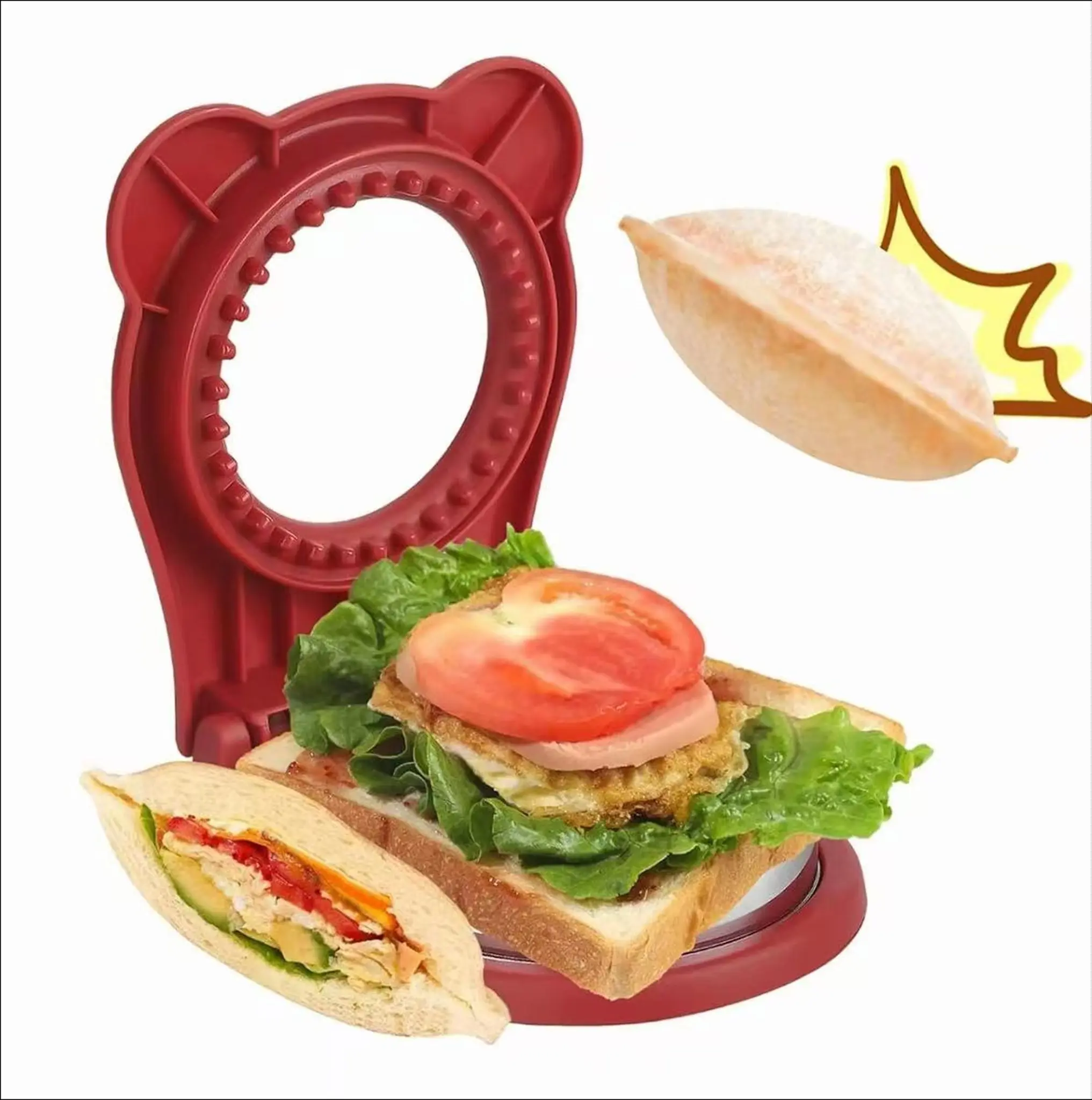 Sandwich Cutter and Sealer for Family, DIY Sandwich Maker, Bread Crust Cutter and Sealer, Lunch Box & Bento Box Sandwich Mold, Easy Breakfast and Snack Maker