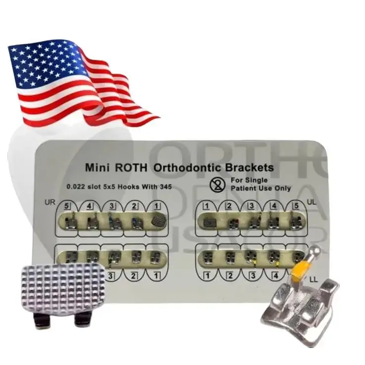 Braces Mini ROTH Orthodontic Brackets Monoblock 0.022" W/H 3 4 5 Stainless Steel Lower Friction Ultra Smooth 20pcs Pack USA Made - Oral