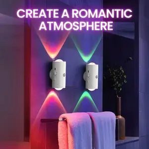 Motion Sensor Light Indoor, Rechargeable Battery Night Light, Ultra-Long Battery Life, Magnetic Stick On Motion Sensor Light 3 Brightness Adjustment Modes for Bedroom, Stairway, Hallway, Outdoor, RGB, Sunset Night Lamp, Christmas, dimmable wall lamp