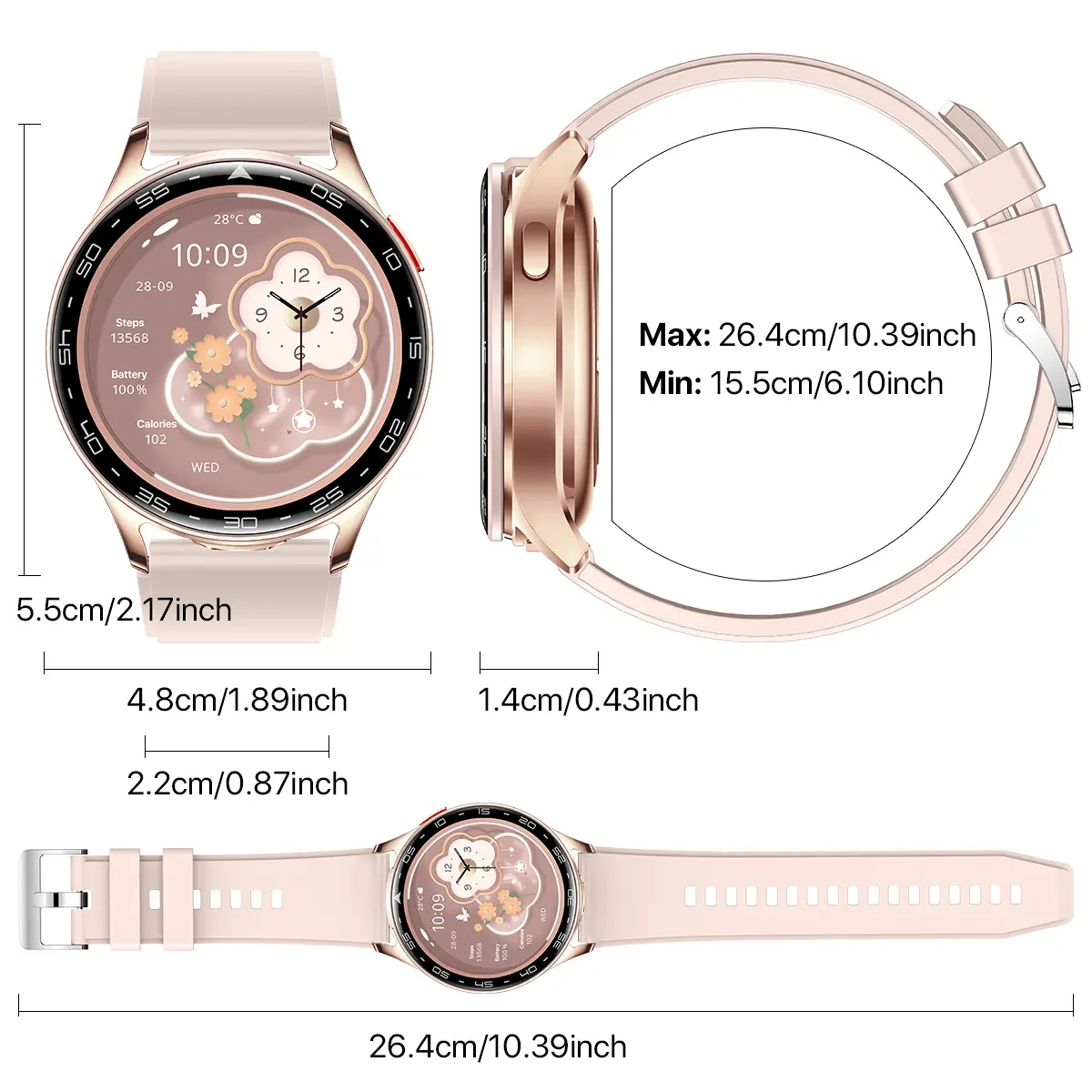 Smart Watch for Women & Men, Built-In Headphones, 1.39" Full Touch Wireless Calls, Fitness Tracker with 100+ Sports Modes, Sleek Smartwatch, Smart Watch for Android Phones