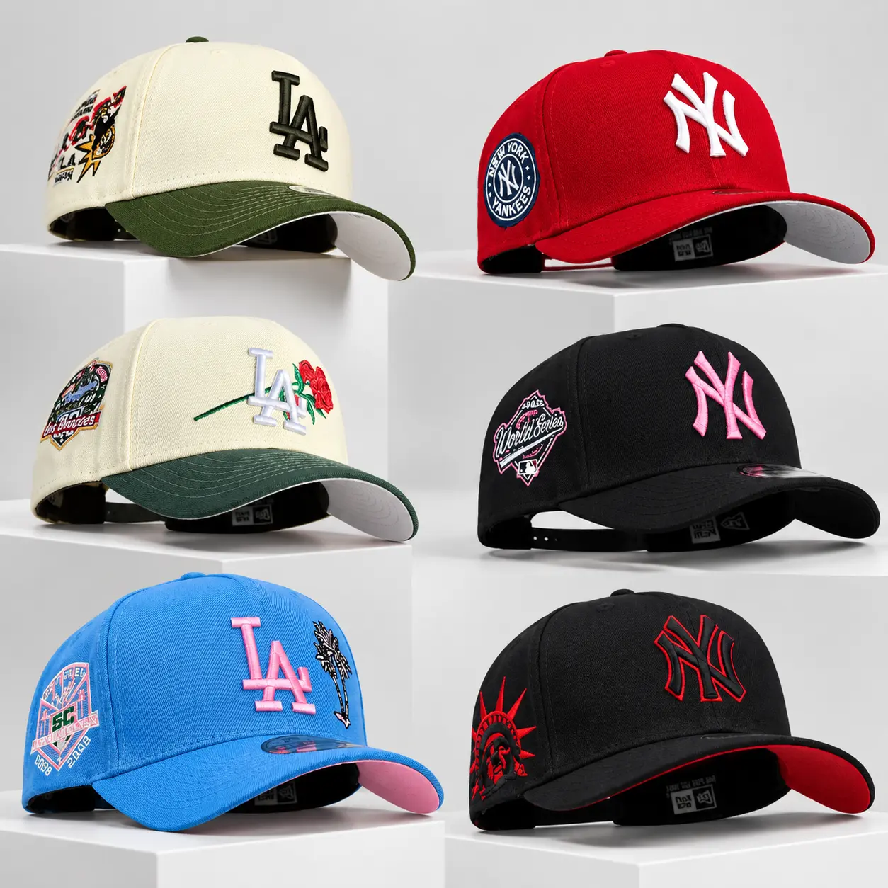 New Era MLB NY Yankees & LA Dodgers Baseball Cap – Premium Embroidered Team Logo Hat, Adjustable 9FORTY 59FIFTY Snapback, Unisex Gorras de Béisbol, Vintage Sportswear, Urban Streetwear Fashion, Casual Daily Wear USA