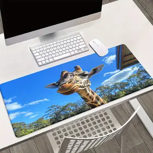 1pc Giraffe Under Blue Sky XXL Mouse Pad - HD Printed Desk Mat for Gaming & Office, Multi-Functional Rubber Base, Non-Slip Surface, Ideal for PC Gamers and Professionals, Perfect Gift for Family and Friends, Large Mouse Pad