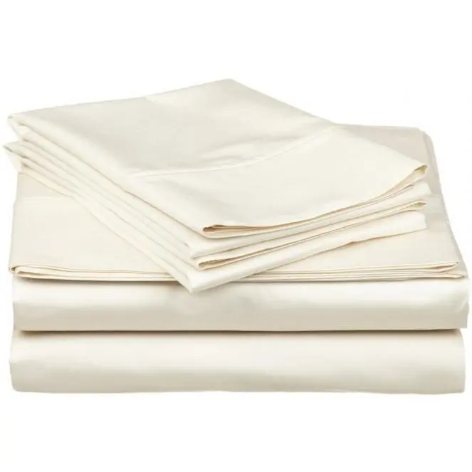 212 MAIN Egyptian Cotton 400 Thread Count Solid Ivory California King Bedsheet Set - Soft Bedding Sheets, Premium Bedsheet Sets for Bedroom Use