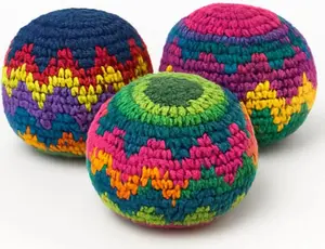 (New)6PCS Hacky Sack Footbag Set Handmade Crochet Hacky Kick Sack Balls Knitted Kick Balls for Kids & Adults, Handmade Toss Bags for Playground, Parties & Travel (Random colors)