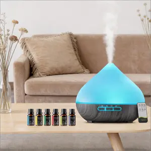 Remote 3-in-1 Aroma Diffuser control led Humidifier Mood Light with 6 essential Oils for Bedroom & Office aromatherapy cool dual mist mode colorful flame well home Smart RGB Lighting fragrance scent dispenser must-have item adjustable timer