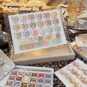 XEIJAYI 18-Well Holographic Glitter Gel — 2026 New Nail Art Trend Set featuring fine glitter gel, high-saturation colors, long-lasting shine, and strong adhesion; ideal for fashion salon nail design and women’s nail art tools.