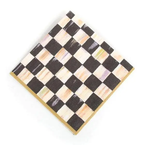 Courtly Check Paper Napkinds - Luncheon - Gold Courtly Check Paper Napkinds - Luncheon - Gold